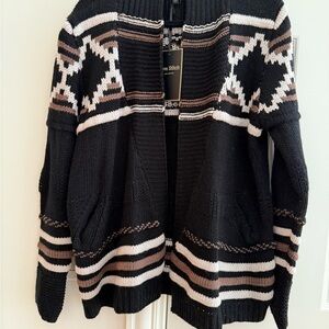 Love Stitch Black and White Patterned Cardigan